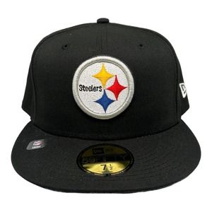New Era 59Fifty NFL Pittsburgh Steelers Black‎ Fitted Cap Hat 7-1/2
